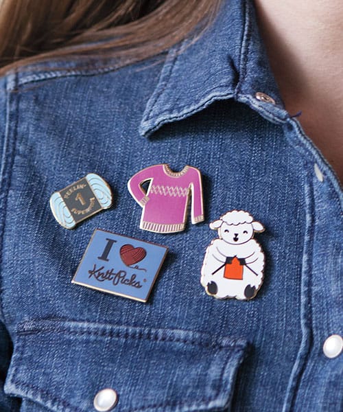 free knitting enamel pin with $50 purchase from knitpicks.com
