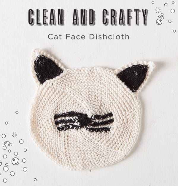 Free Kitty Dishcloth - Cat Face Dishcloth from Knit Picks