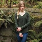 Knit Picks Podcast: Sweater Week - Rhiannon, saddle shoulder v-neck cabled sweater knitting pattern