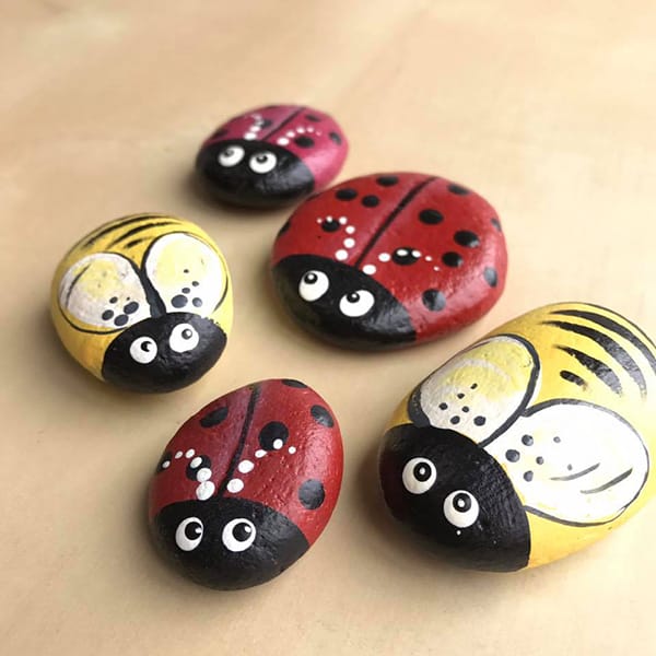 Painted Ladybug Rocks from The Artist Club