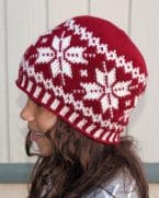 Knit Picks IDP Designer Interview, Deja Joy - All Ages Frozen Snowflakes Beanie colorwork crochet hat pattern