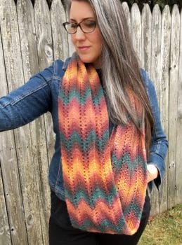 Knit Picks IDP Designer Interview, Deja Joy - Autumn Infinity Scarf knitting pattern