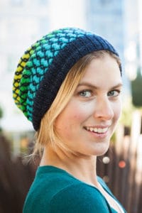 Knit Picks Podcast, Color Shift: Entwined Ombre Slouch - ombre gradient cable hat beanie knitting pattern