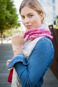 Knit Picks Podcast, Color Shift: Blushing - ombre gradient marl scarf knitting pattern