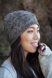 Knit Picks Podcast, Windward: Cable Collection: Copan Hat, cabled beanie slouch knitting pattern
