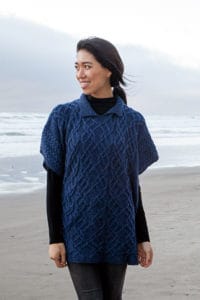 Knit Picks Podcast, Windward: Cable Collection: Torque Poncho, cabled poncho knitting pattern