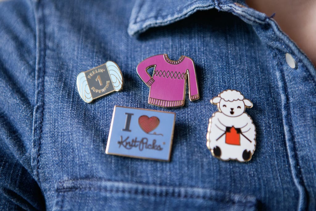 Knit Picks enamel pin collection