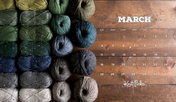 Free Downloadable March 2018 Calendar from knitpicks
