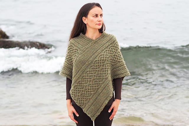 Knitting Designer Interview, Bridget Pupillo - Portree Poncho, cabled poncho knitting pattern