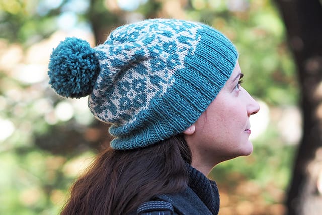 Knitting Designer Interview, Bridget Pupillo - Hemsedal Hat, fair isle stranded colorwork beanie with pom pom knitting pattern