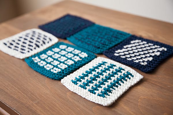 Slip Stitch Coasters Free Pattern by Emily Kintigh from Knit Picks