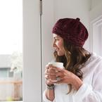 Knit Picks Podcast Tantalizing Tweed, Inverness Tam, cabled beret cap beanie tweed knitting pattern