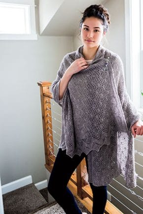 Opal Dawn - Knit Picks cables lace nupps large stole wrap knitting pattern