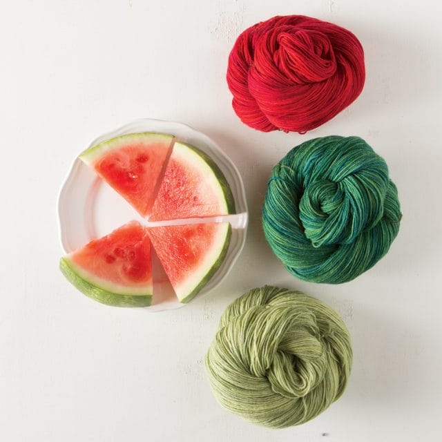 Knit Picks Stroll Yarns and watermelon
