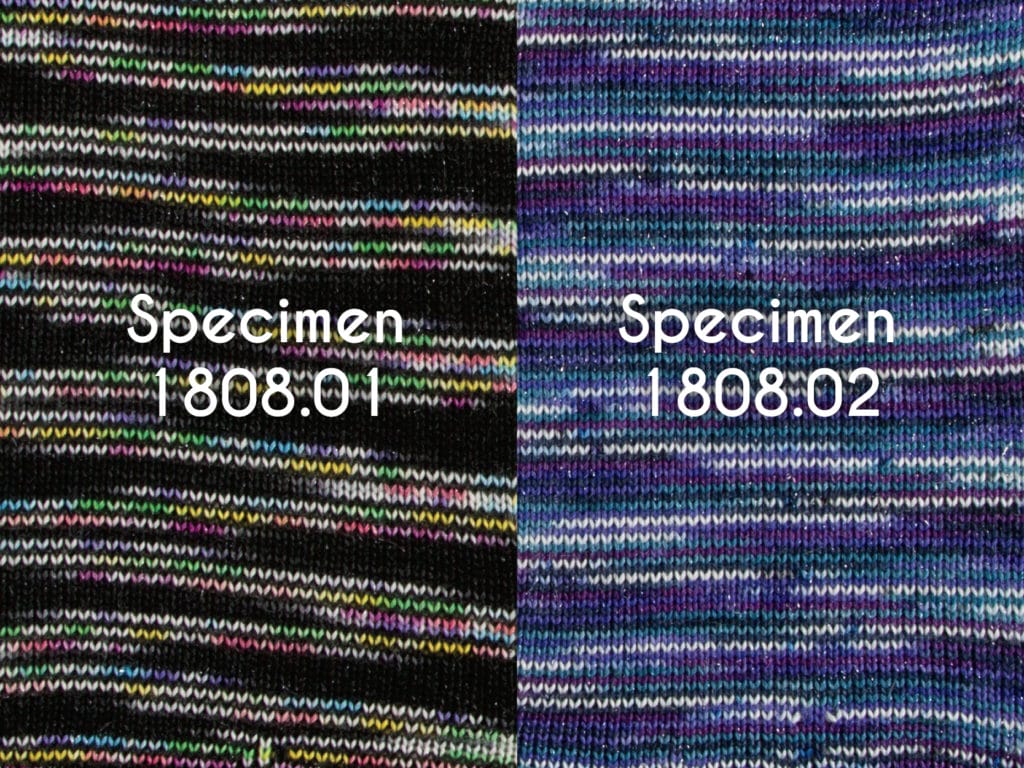 Knit Picks Stroll Glimmer Sock Lab swatches