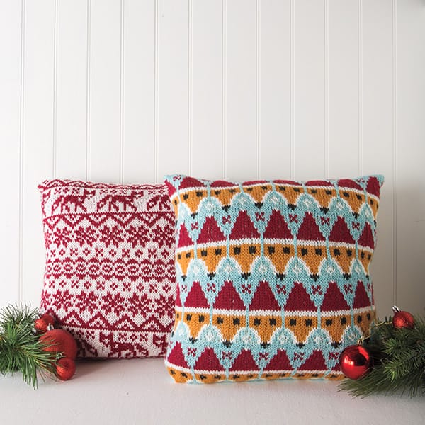  Fair Isle and Festive Fox Pillows from Knit Picks