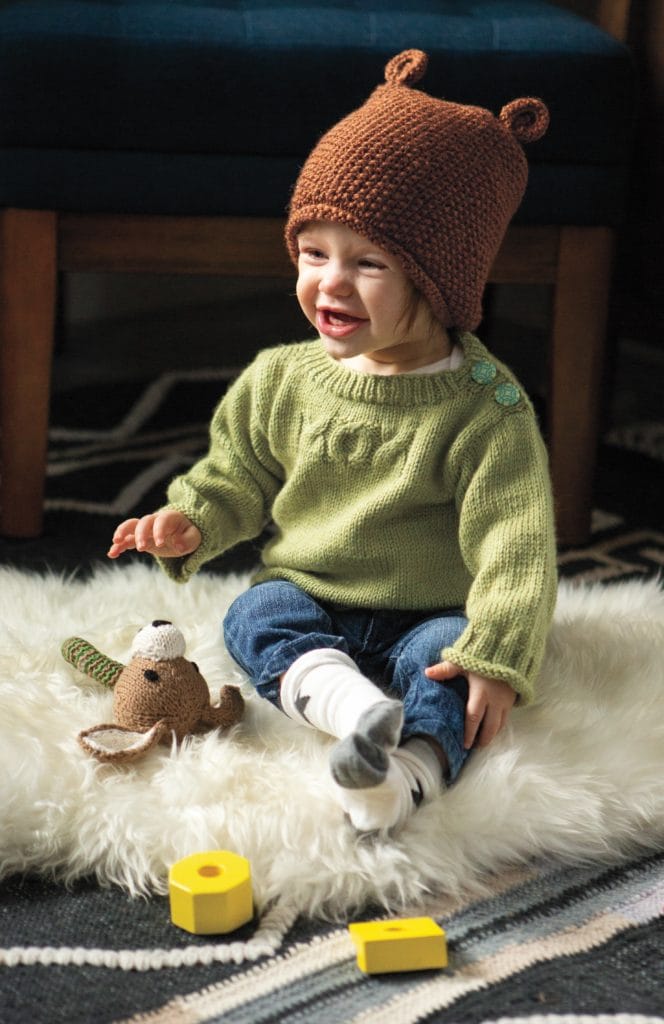 Knit Picks Bumpy Bear knit in Brava Worsted yarn.