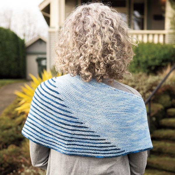 Frememy by  Sarah Jordan from Knit Picks, a pretty shawl featuring stripes of color.