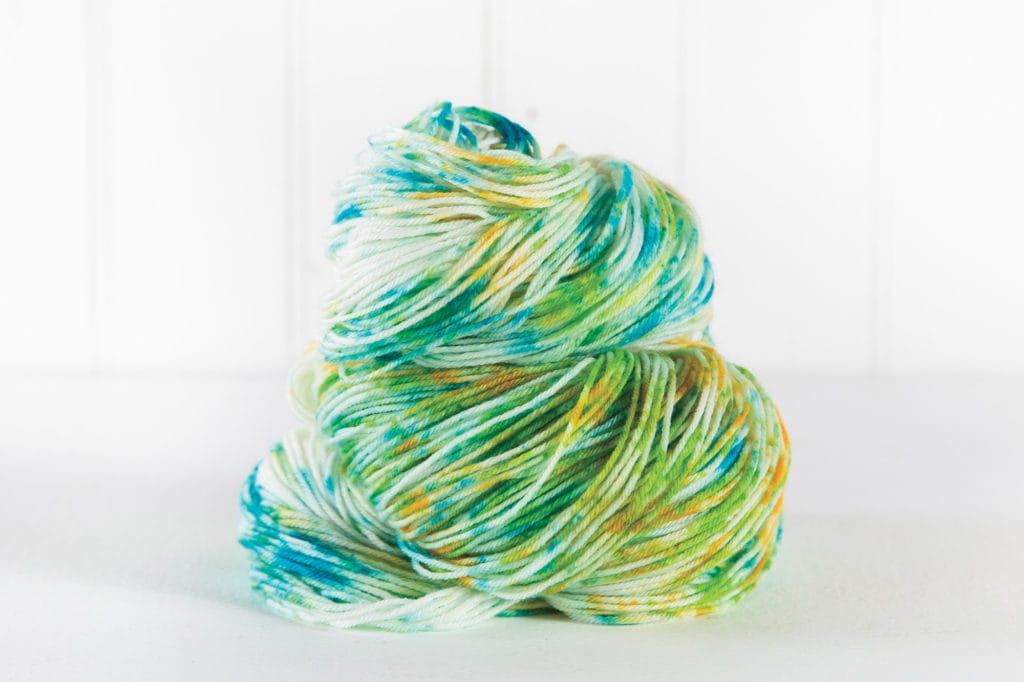 blue/green/orange dyed Capretta yarn