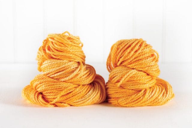 orange dyed Shimmer Bulky yarn