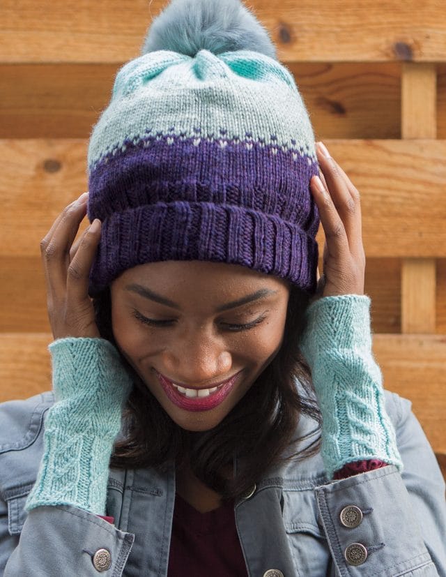 Modern Toque and Herringbone with a Twist wrist warmers