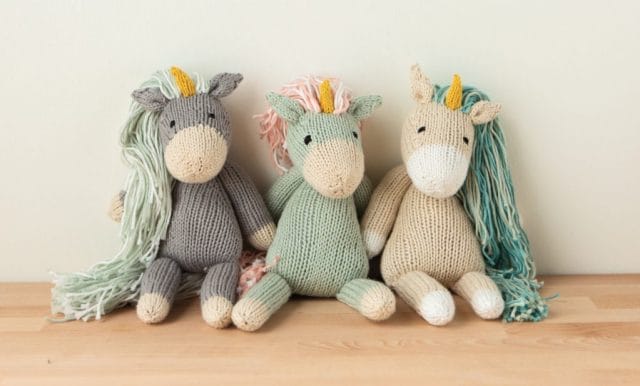 Nilla the Unicorn knit in Knit Picks Comfy Worsted.
