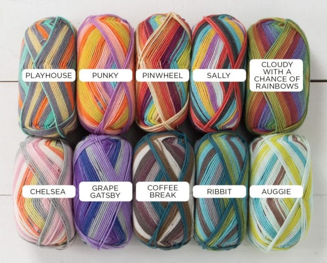 Skeins of all ten new Felici colors, with color labels