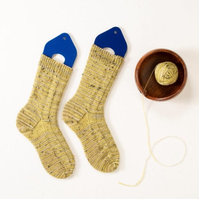 Knit Picks staff project socks, knit in Stroll Tweed Sock Labs yarn.