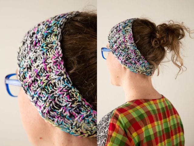 Free headband pattern from Lee Meredith using CMYK Stroll Sock Lab yarns.