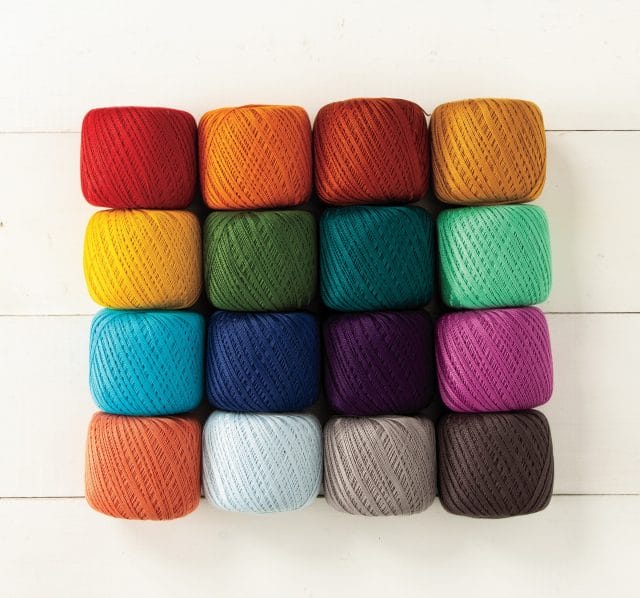 Curio #10 is a mercerized, 2-ply #10 crochet thread, available in a brilliant range of shades.