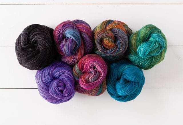 New Knit Picks colorful hand painted Muse Sock yarns, exclusively hand dyed in Japan.