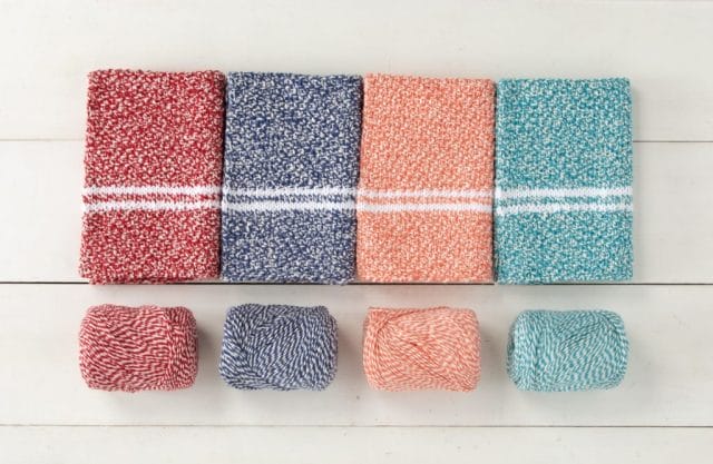 Dish Towel Set Pattern knit in new Dishie Twist yarns.
