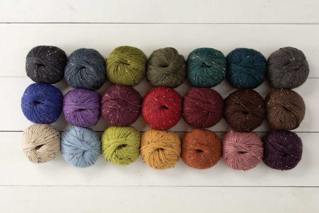 Five new colors of City Tweed DK yarn.