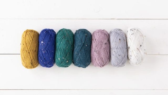 Seven new colors of Stroll Tweed sock yarn.