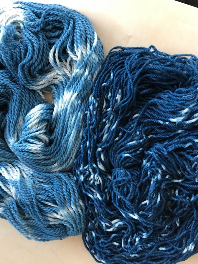 2 hanks of indigo dyed yarn