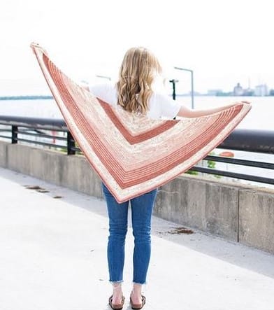 Crochet shawl with avocado dyed yarn