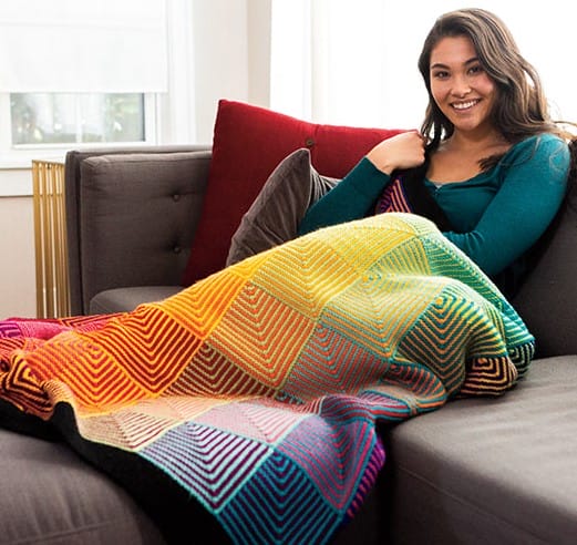 Hue shift Blanket knitting pattern from Knit Picks