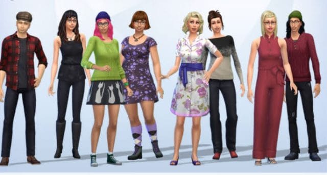 Our Knit Picks team in their Sims forms.