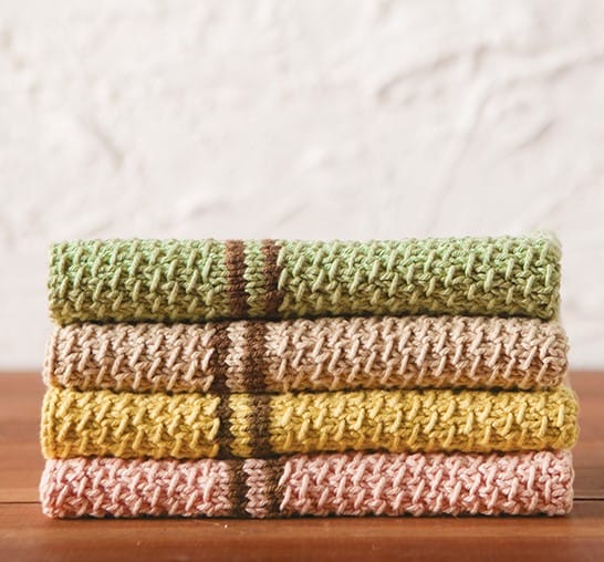Pastel colored hand knit Dish Towel Set