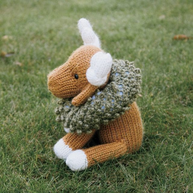 A side view of Juniper Moose: a knitted moose pattern from KnitPicks.com