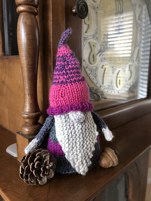 A knitted gnome by Ravelry User LaDiDa2u