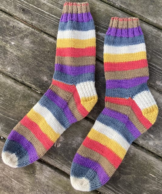 Time Traveler Socks by Mommajnine on Ravelry - made from self-striping Felici Worsted yarn