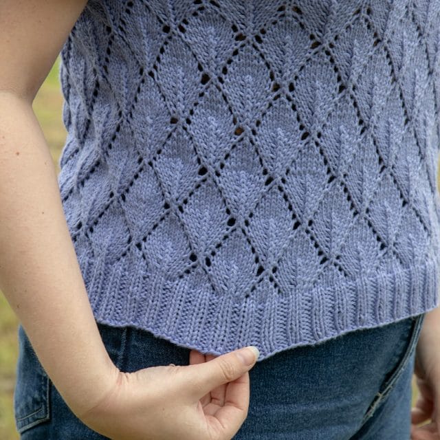 A closeup of the lace stitch pattern.
